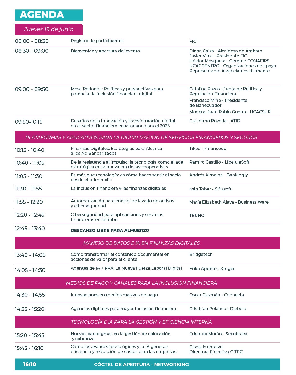 Agenda del 19 de junio